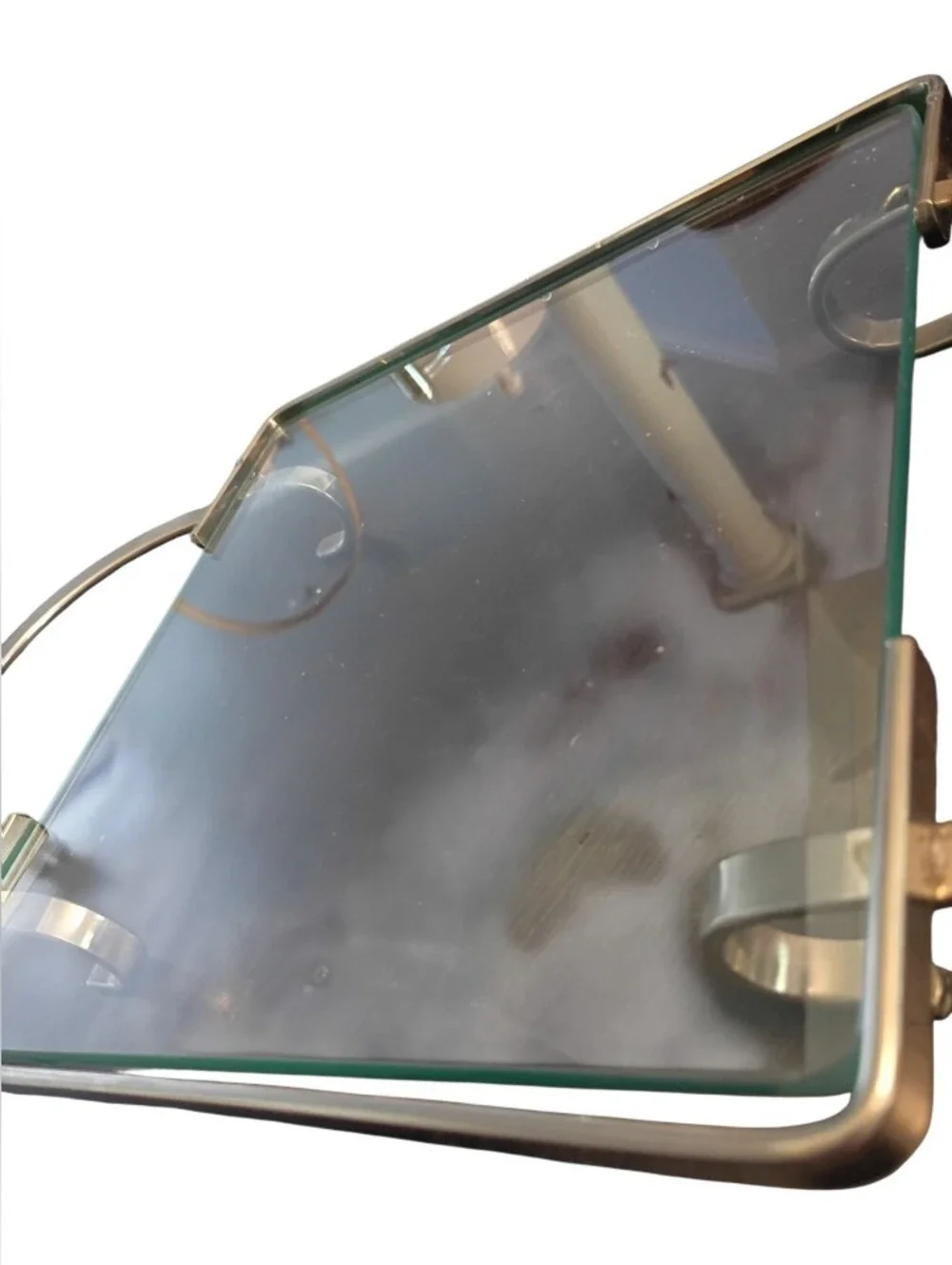Vintage Art Deco Style Glass And Silver-Plated Footed Bar Tray 13